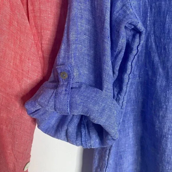 (2) Tahari linen tunic tops blouse 3X blue/peach women's NEW - Picture 16 of 16
